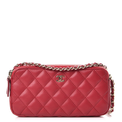 Chanel Lambskin Quilted Small Clutch With Chain Dark Pink 1 of 9