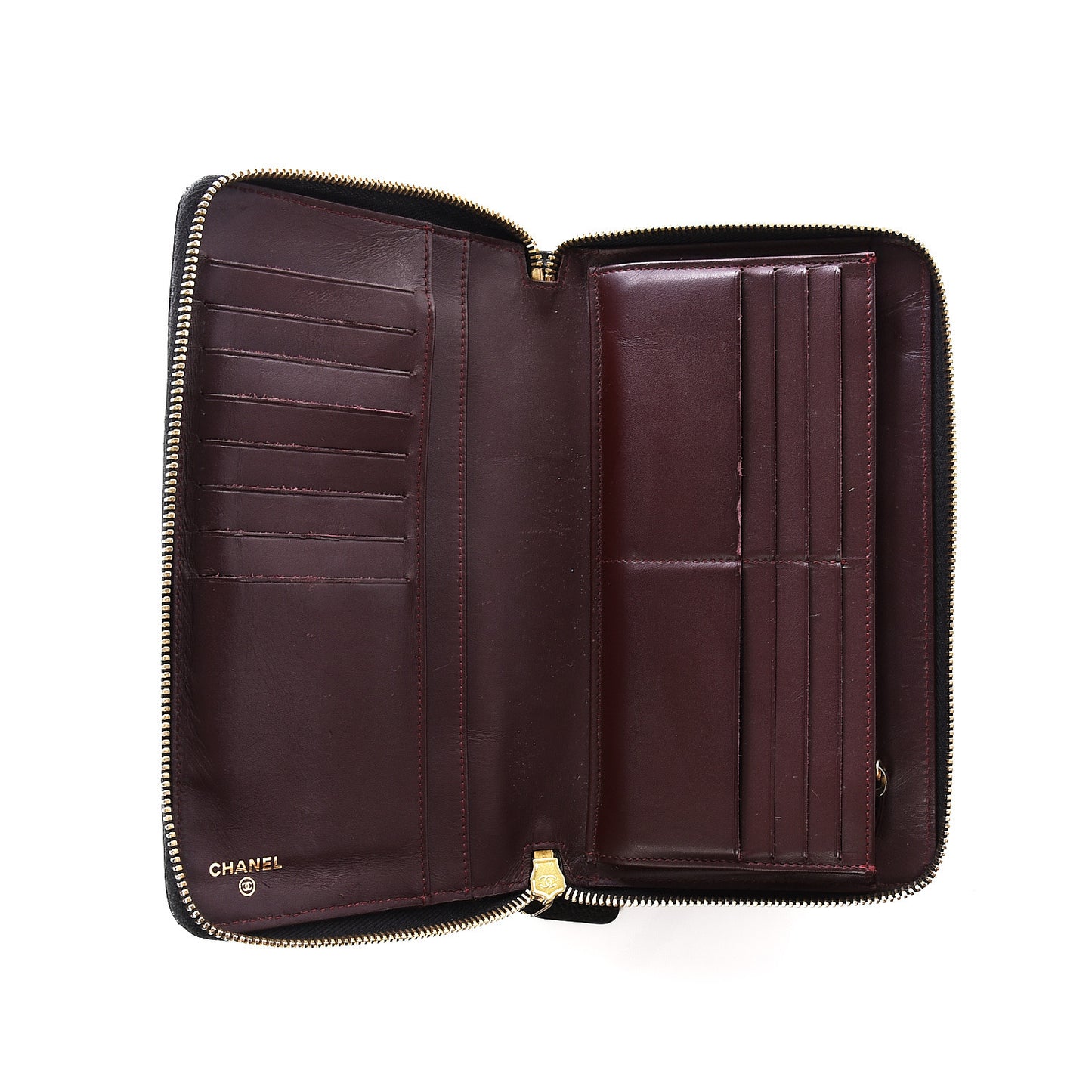 Caviar Quilted Large Zip Around Organizer Wallet Black