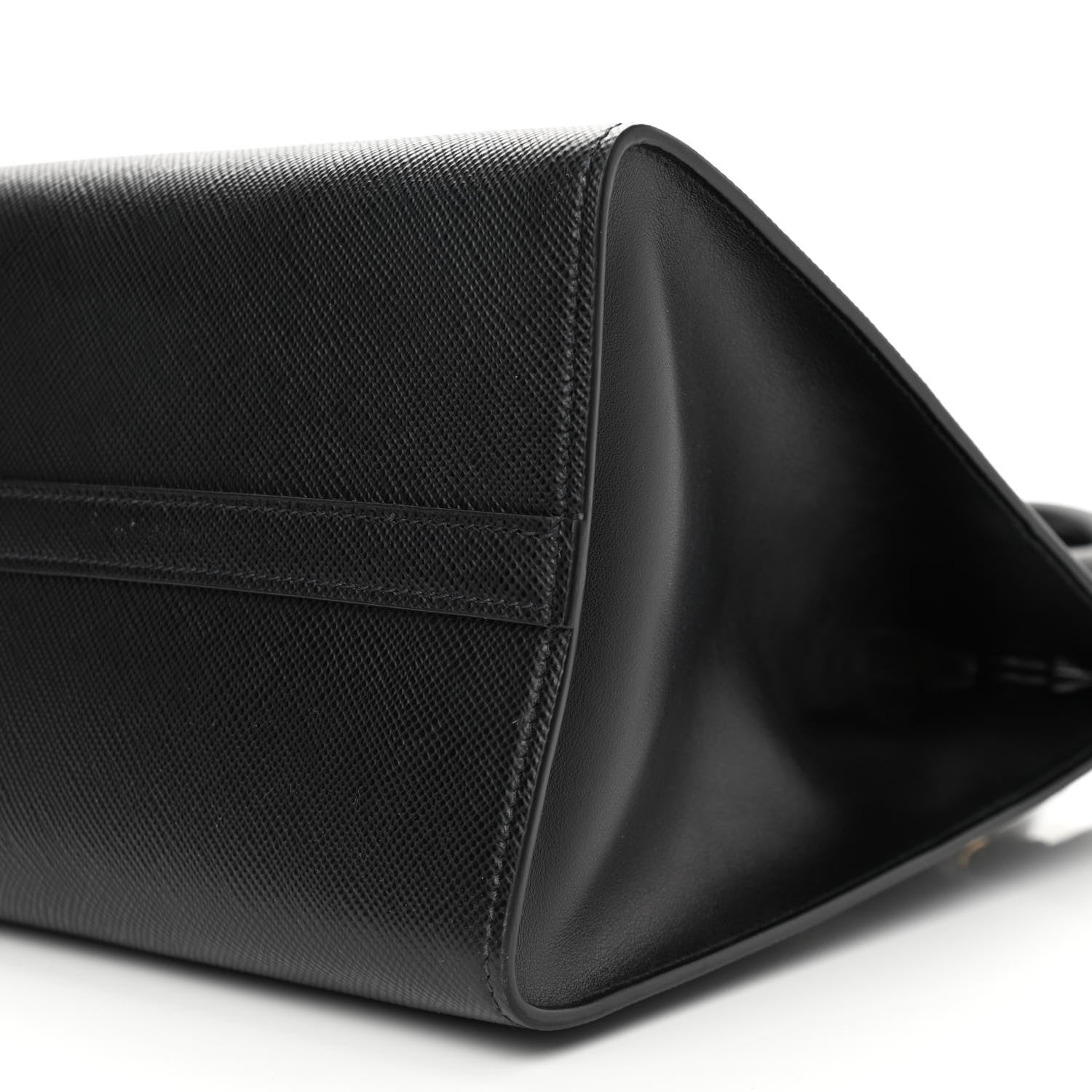 Prada Saffiano Cuir Calfskin Medium Monochrome Top Handle Tote Black 9 of 11