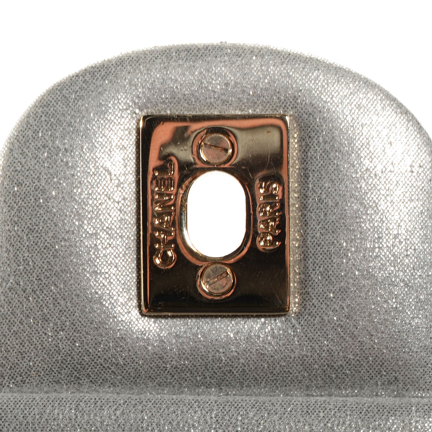 Iridescent Calfskin Clutch With Chain Flap Silver
