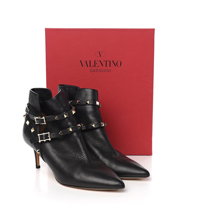 Valentino Garavani Grained Calfskin Rockstud Double Buckle 65mm Ankle Boots 40 Black 10 of 10