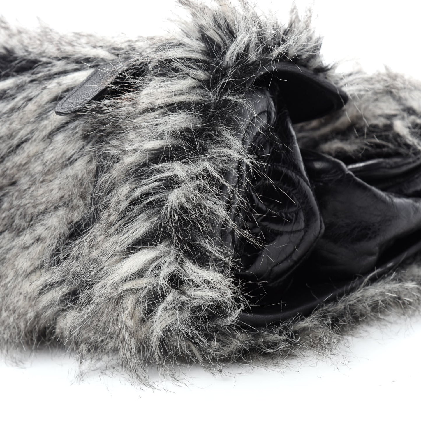 Iridescent Calfskin Fantasy Fur Backpack Grey