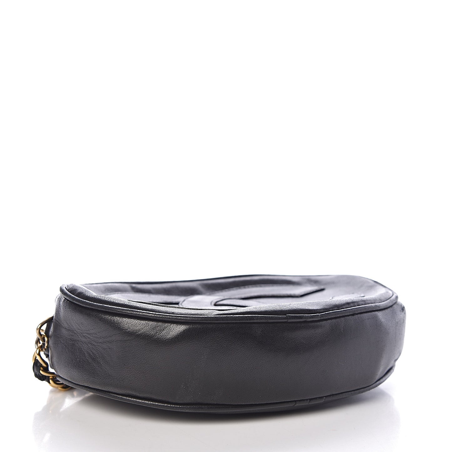 Lambskin Round Tassel Crossbody Bag Black