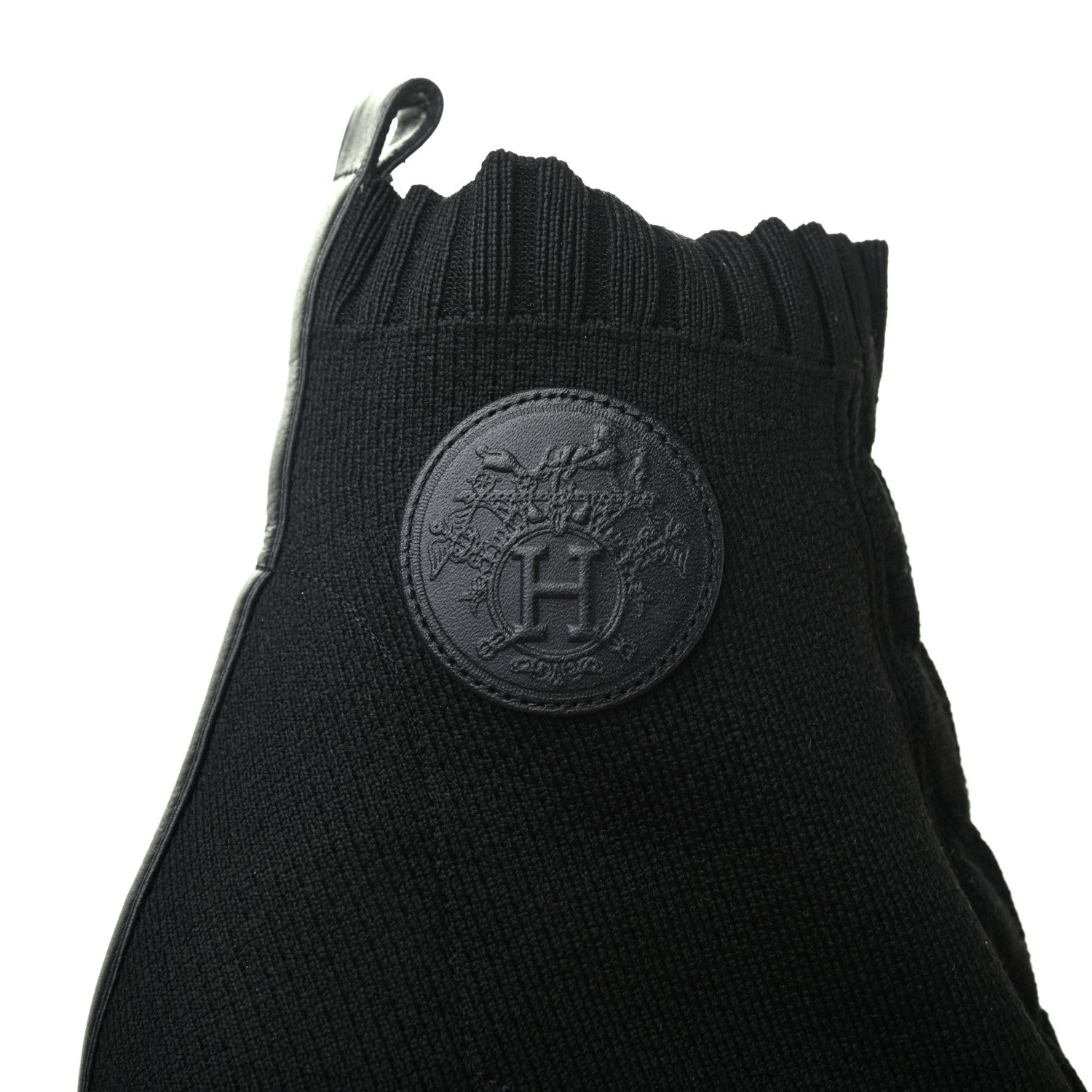 Hermes Knit Calfskin Volver Ankle Boots 37 Black 6 of 8