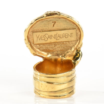 Saint Laurent Glass Cabochon Arty Ovale Ring 7 Gold Pink 3 of 5