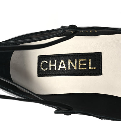 Chanel Lambskin Patent Cap Toe CC Mary Jane Pumps 38 Black 8 of 10