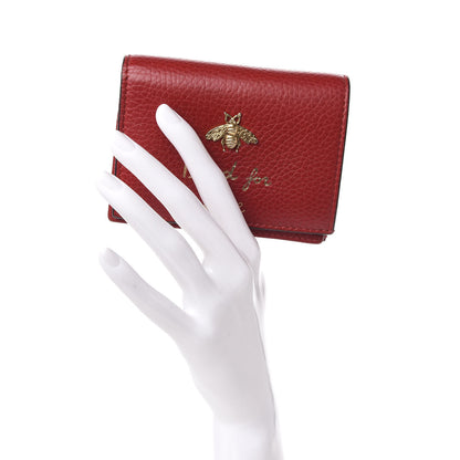 Gucci Pebbled Calfskin Animalier Card Case Red 2 of 9