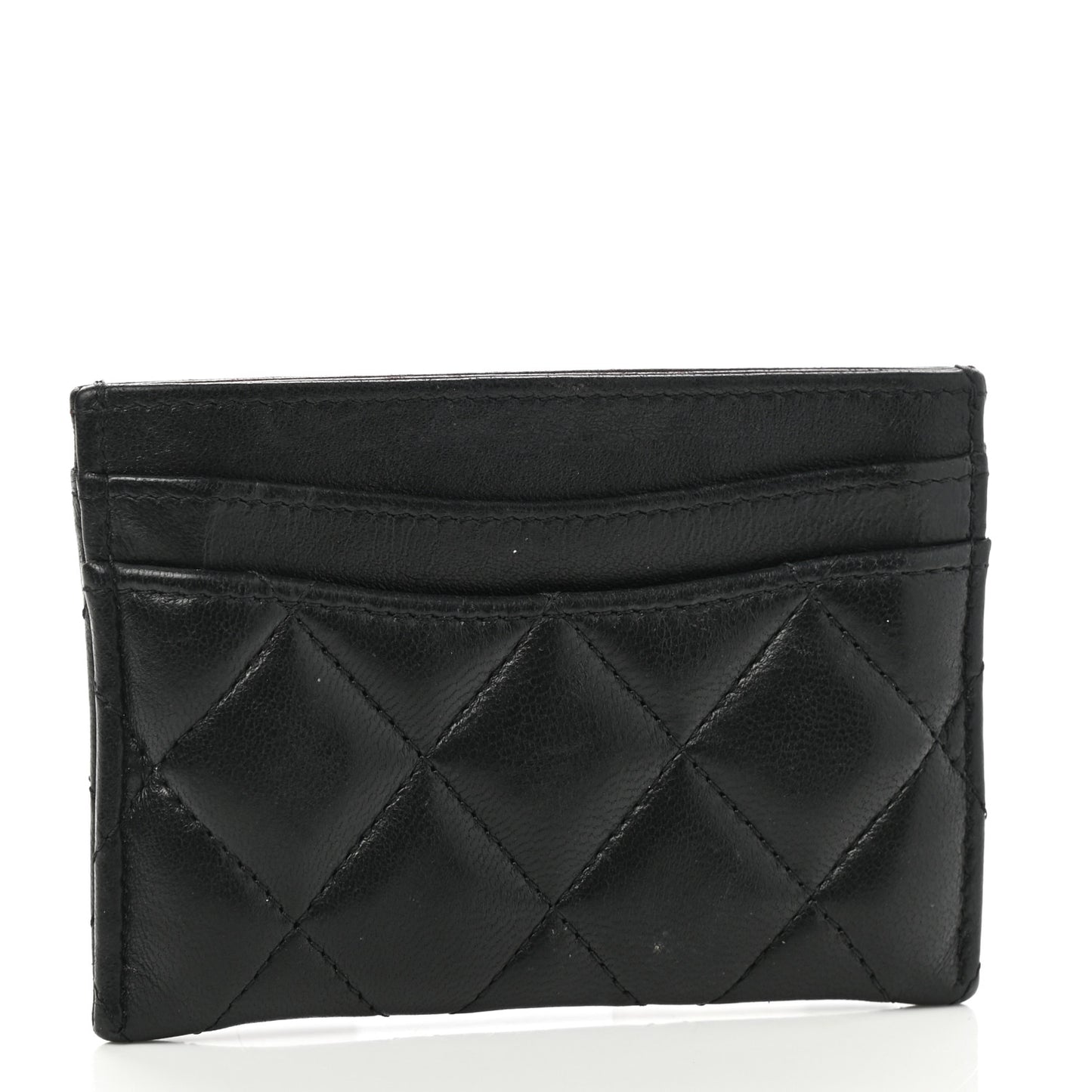 Lambskin Quilted Card Holder Black