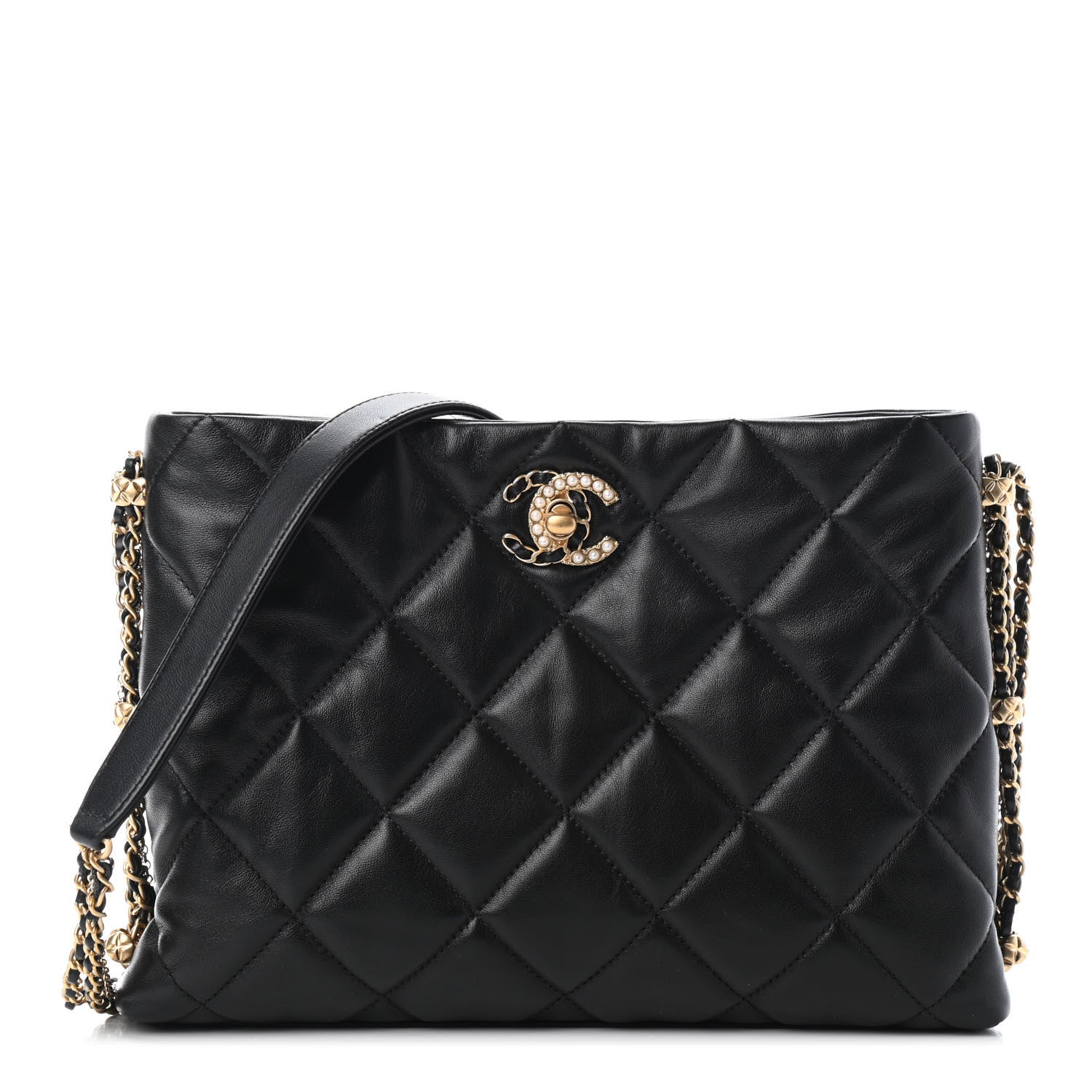 Chanel Lambskin Quilted Crush on Chains Hobo Black 1 of 6
