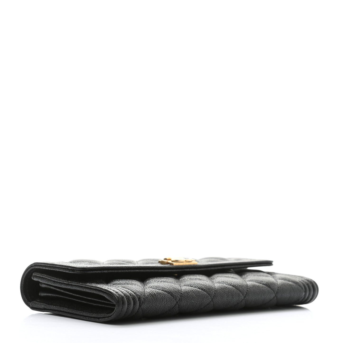 Caviar Quilted Long Boy Flap Wallet Black
