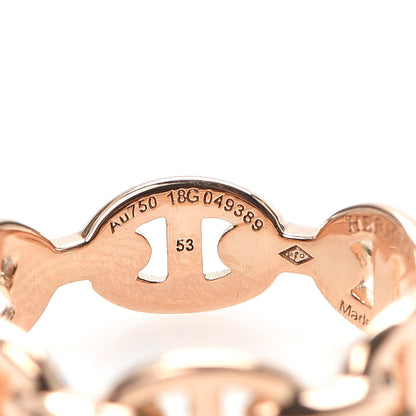 Hermes 18K Rose Gold PM Chaine D'Ancre Enchainee Ring 53 6.5 5 of 6