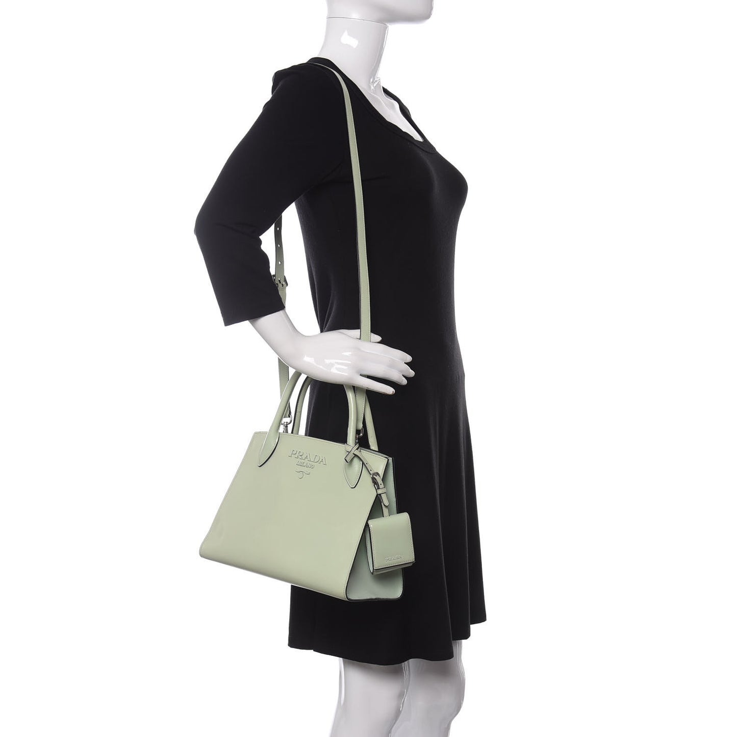 Spazzolato Small Monochrome Top Handle Tote Acquamarina