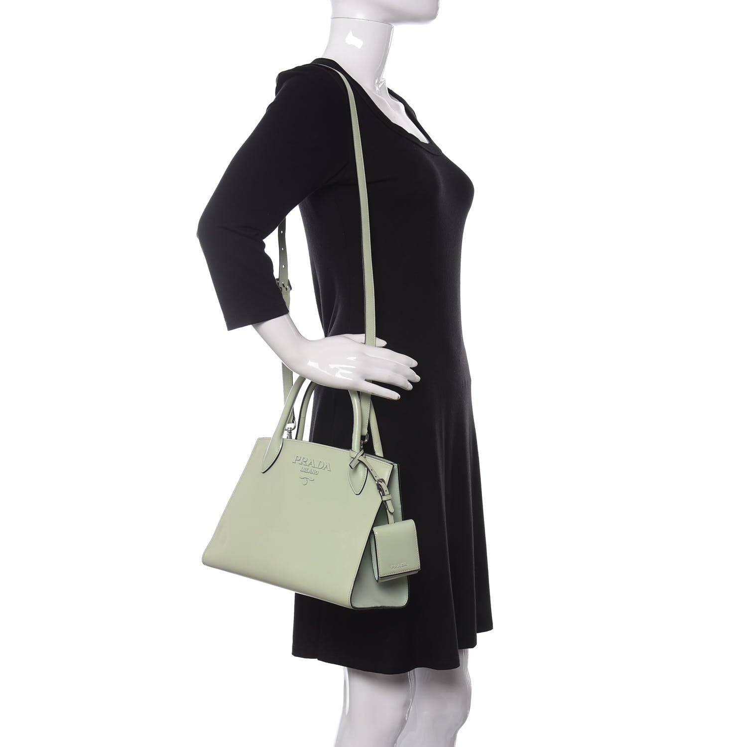 Prada Spazzolato Small Monochrome Top Handle Tote Acquamarina 2 of 16