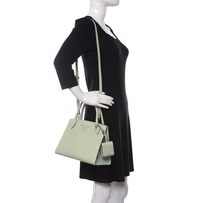 Prada Spazzolato Small Monochrome Top Handle Tote Acquamarina 2 of 16