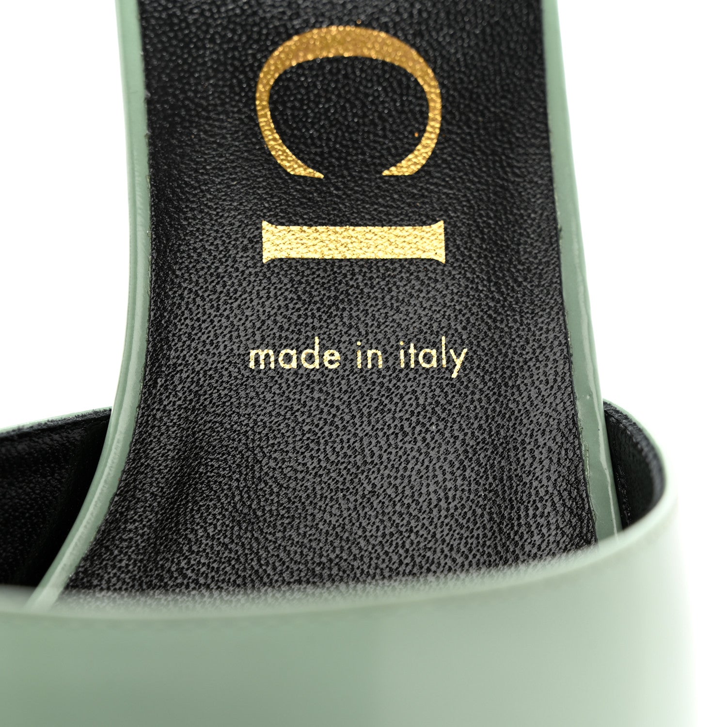 Gucci Polished Calfskin Scarlet Mid Heel Slide Sandals 39.5 Aqua Green 8 of 12
