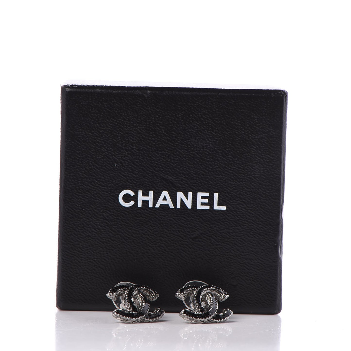 Glitter Enamel CC Earrings Black