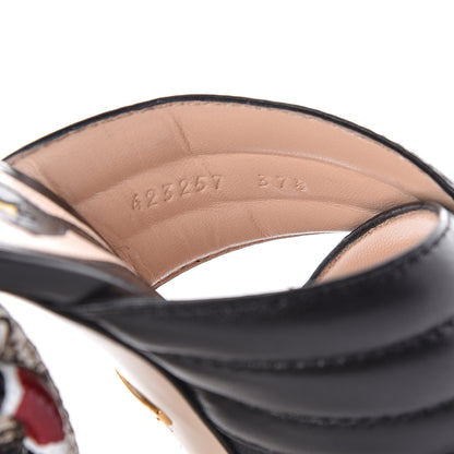 Gucci Malaga Kid Kingsnake Webby Crossover High Heel Slide Sandals 37.5 Black 8 of 14