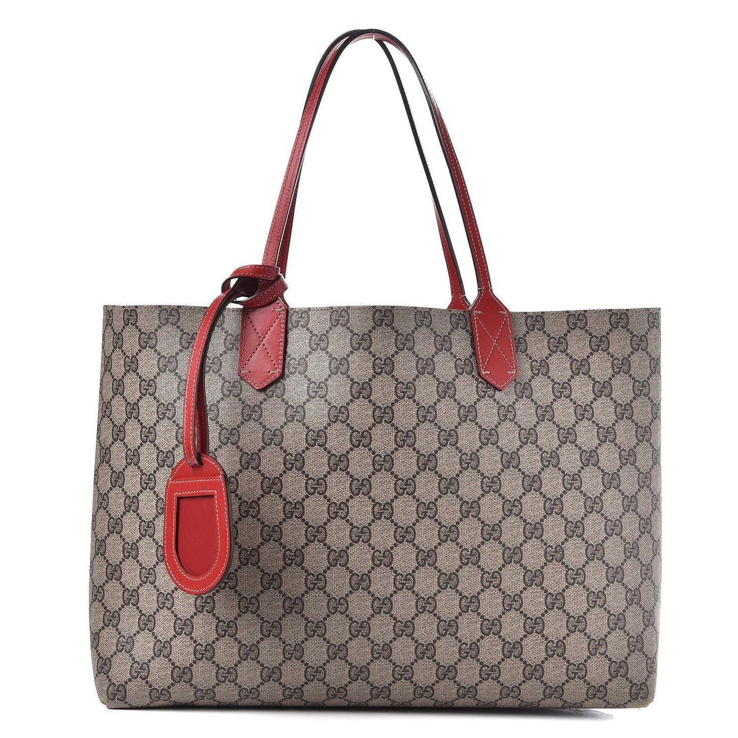 GG Supreme Monogram Medium Reversible Tote Beige Red