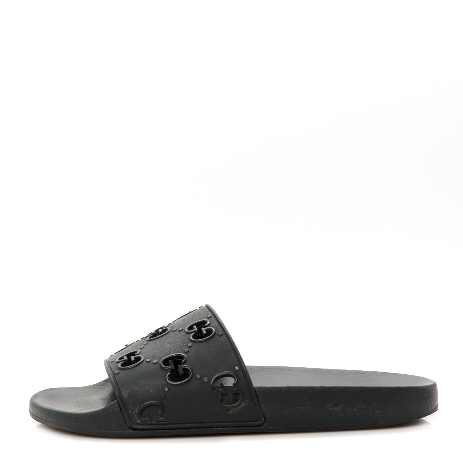 Gucci Rubber GG Monogram Perforated Womens Slide Sandals 40 Black 2 of 18