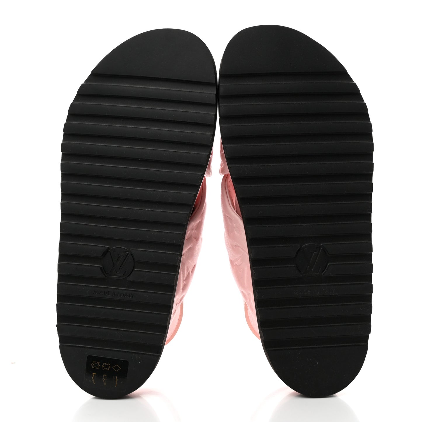 Lambskin Monogram Embossed Paseo Flat Comfort Sandals 37 Rose Clair