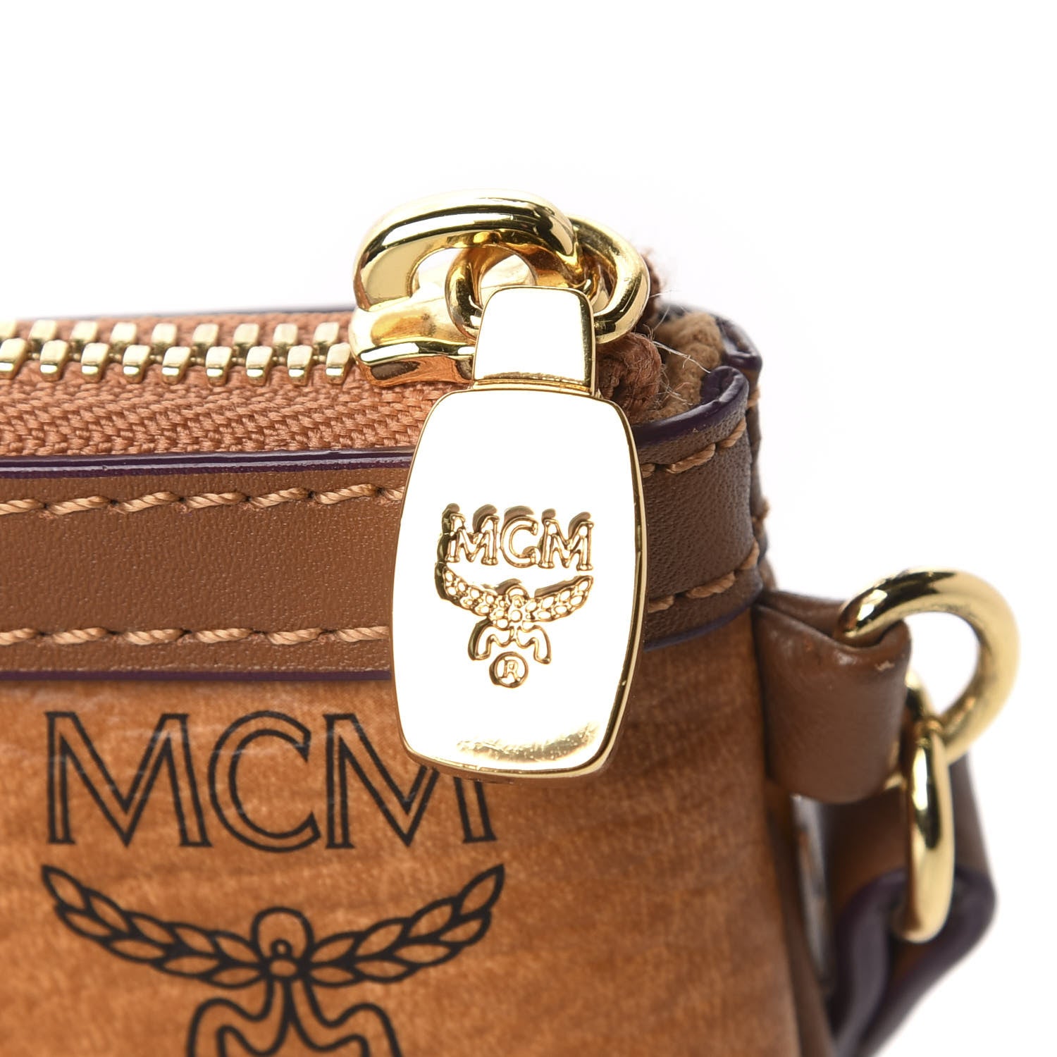 MCM Visetos Liz Shopper Tote Pouch Cognac 9 of 9