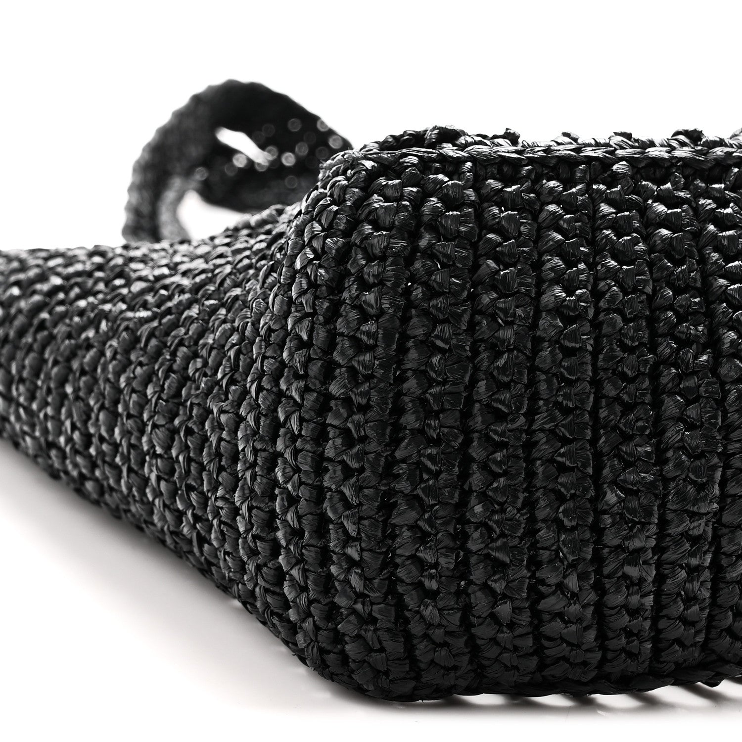 Prada Yarn Raffia Effect Crochet Logo Embroidered Small Tote Bag Black 8 of 9