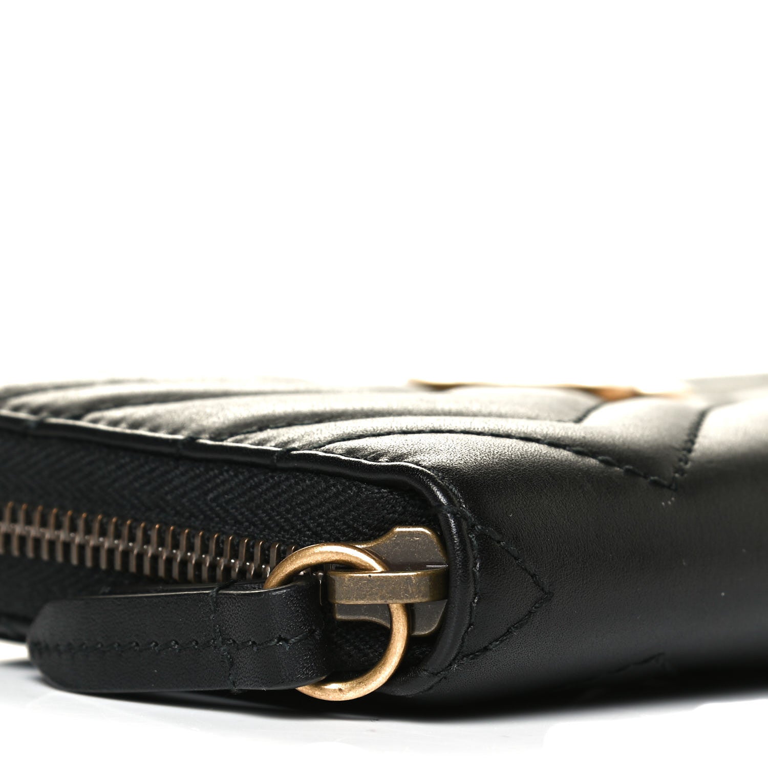 Gucci Calfskin Matelasse GG Marmont Zip Around Wallet Black 8 of 12