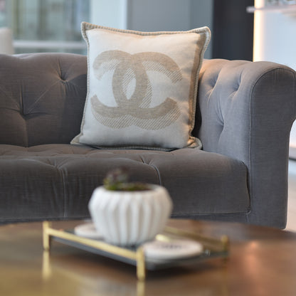 Chanel Wool Cashmere CC Pillow Ivory Havana Beige 2 of 7