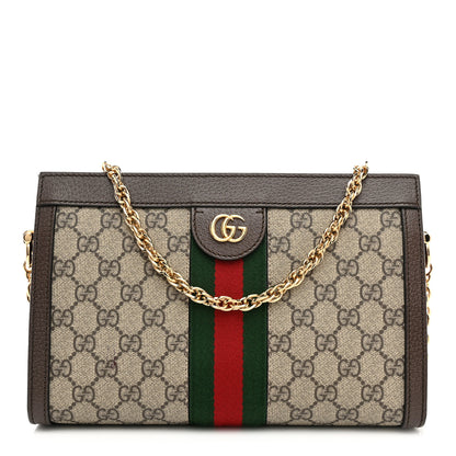 Gucci GG Supreme Monogram Web Small Ophidia Chain Shoulder Bag Brown 1 of 9