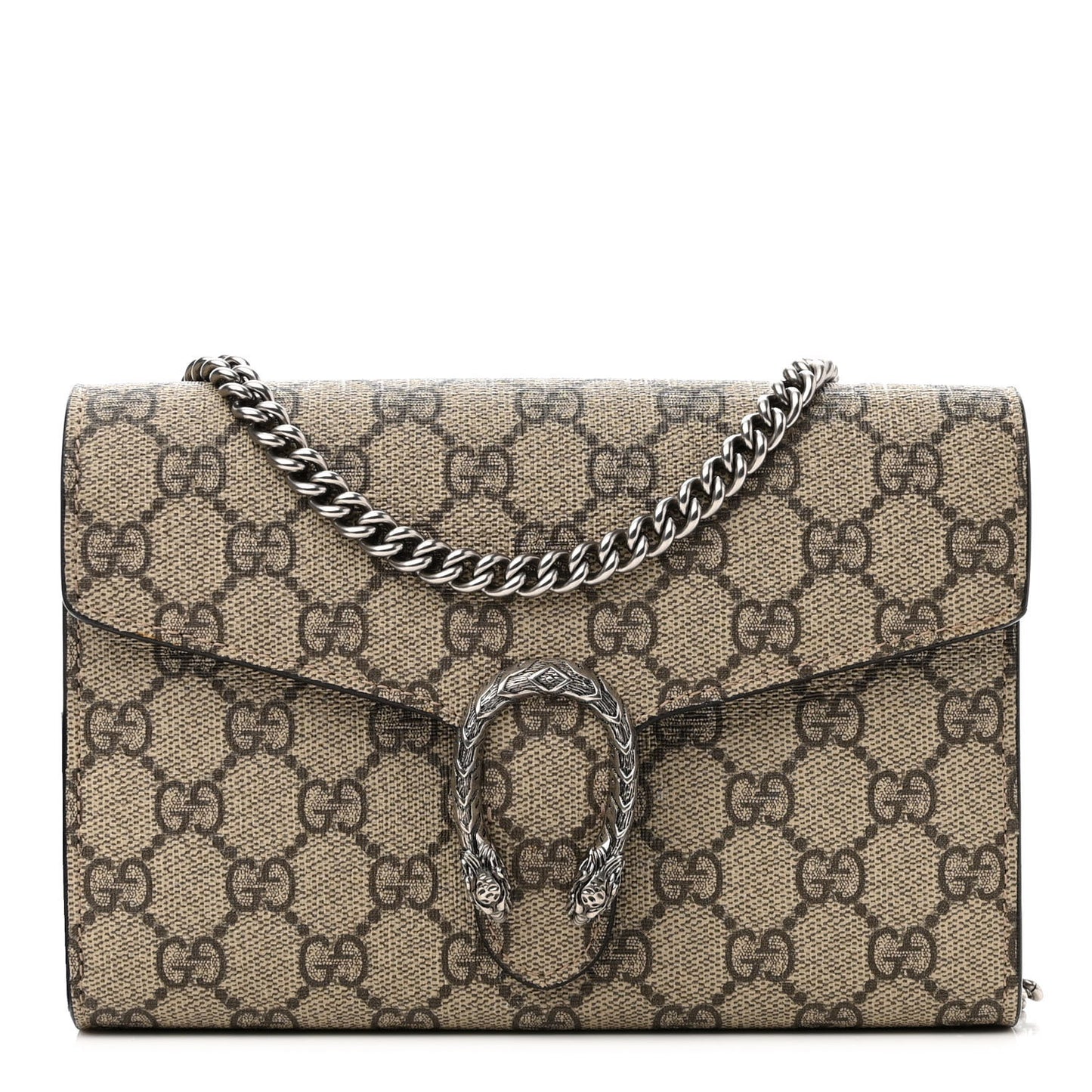 GG Supreme Monogram Mini Dionysus Chain Wallet Beige Taupe