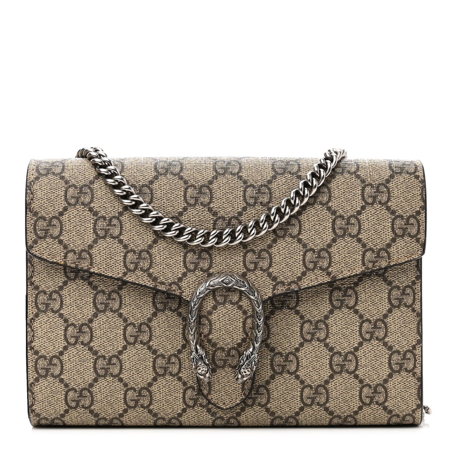 Gucci GG Supreme Monogram Mini Dionysus Chain Wallet Beige Taupe 1 of 12