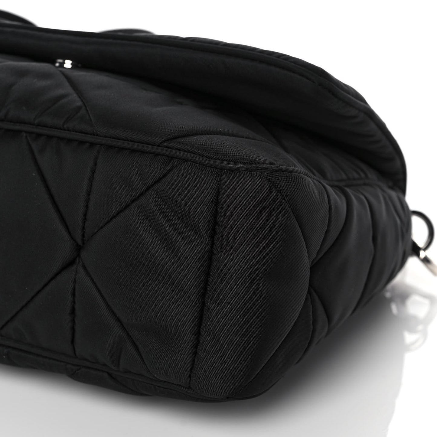Re-Nylon Quilted Padded Flap Shoulder Bag Black