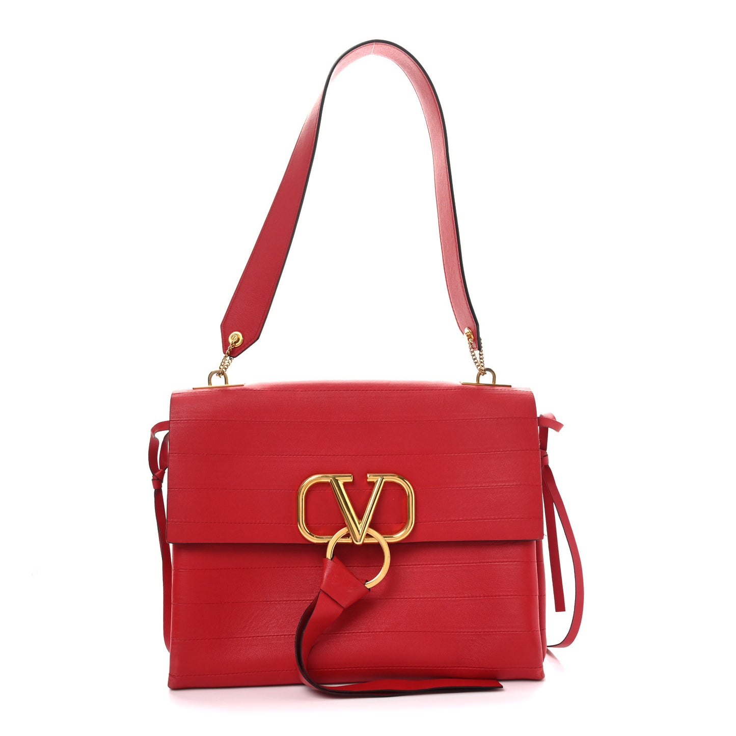 Calfskin Medium Vring Shoulder Bag Rouge