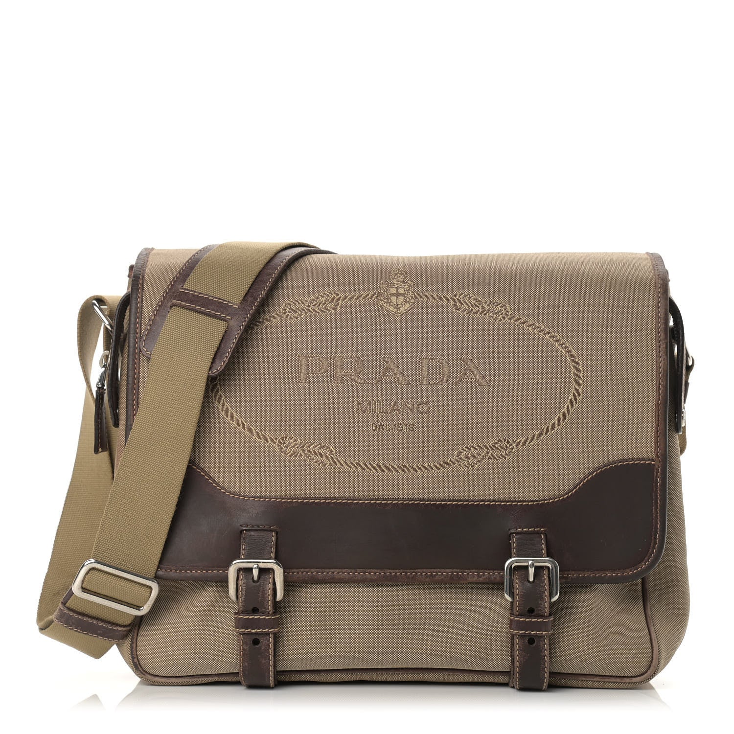 Prada Jacquard Logo Messenger Corda Moro 1 of 19