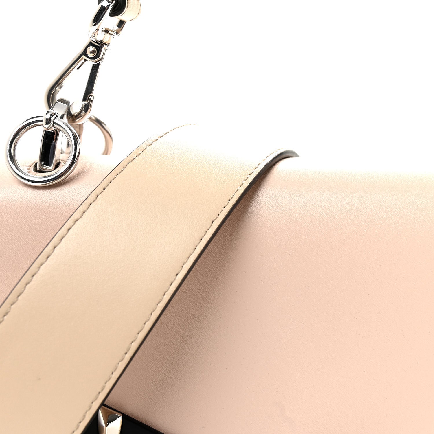 Fendi Vitello Liberty Lucido Metal Monster Eyes Studded Kan I Shoulder Bag Cuoio Bubblegum Light Blue 8 of 10
