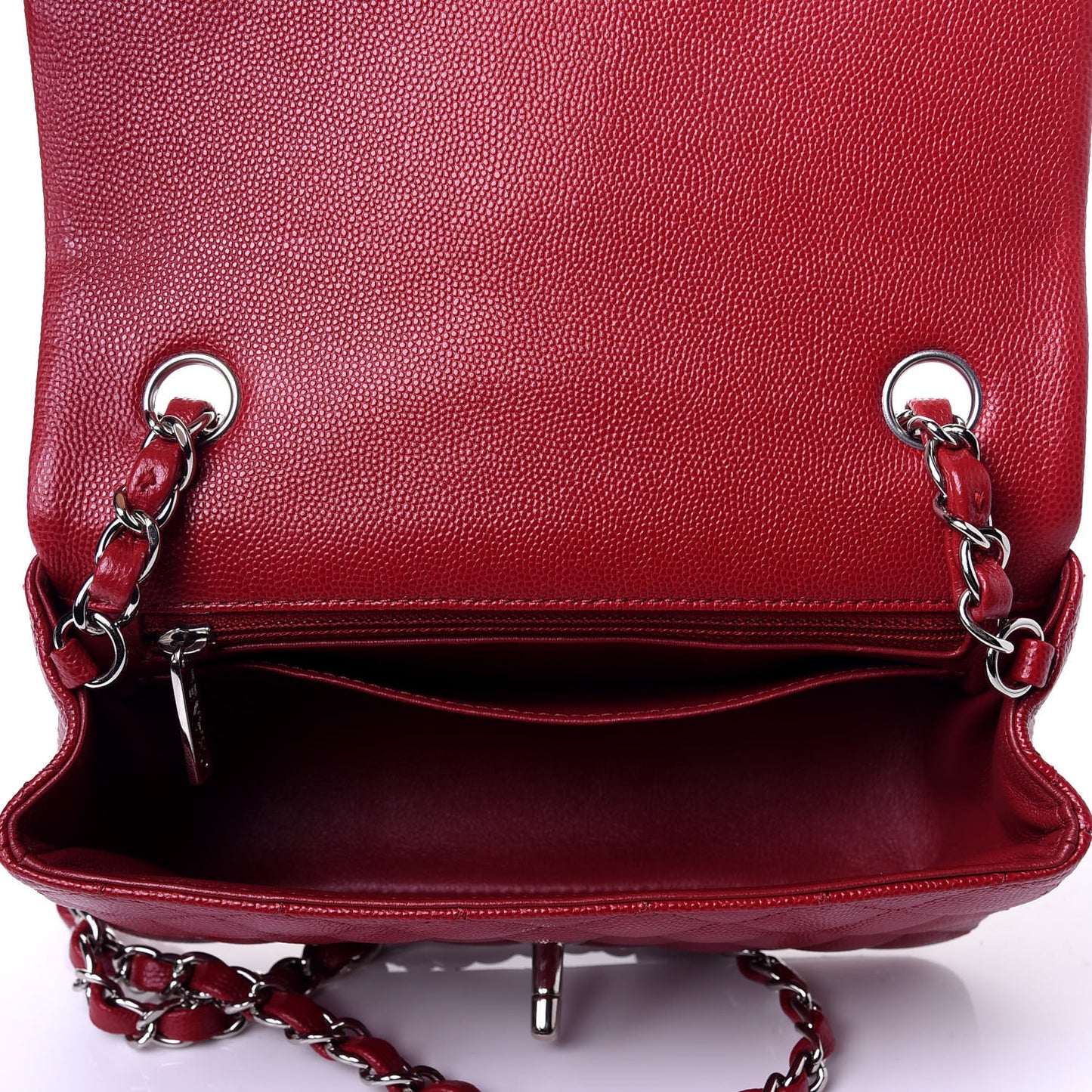 Caviar Quilted Mini Rectangular Flap Red