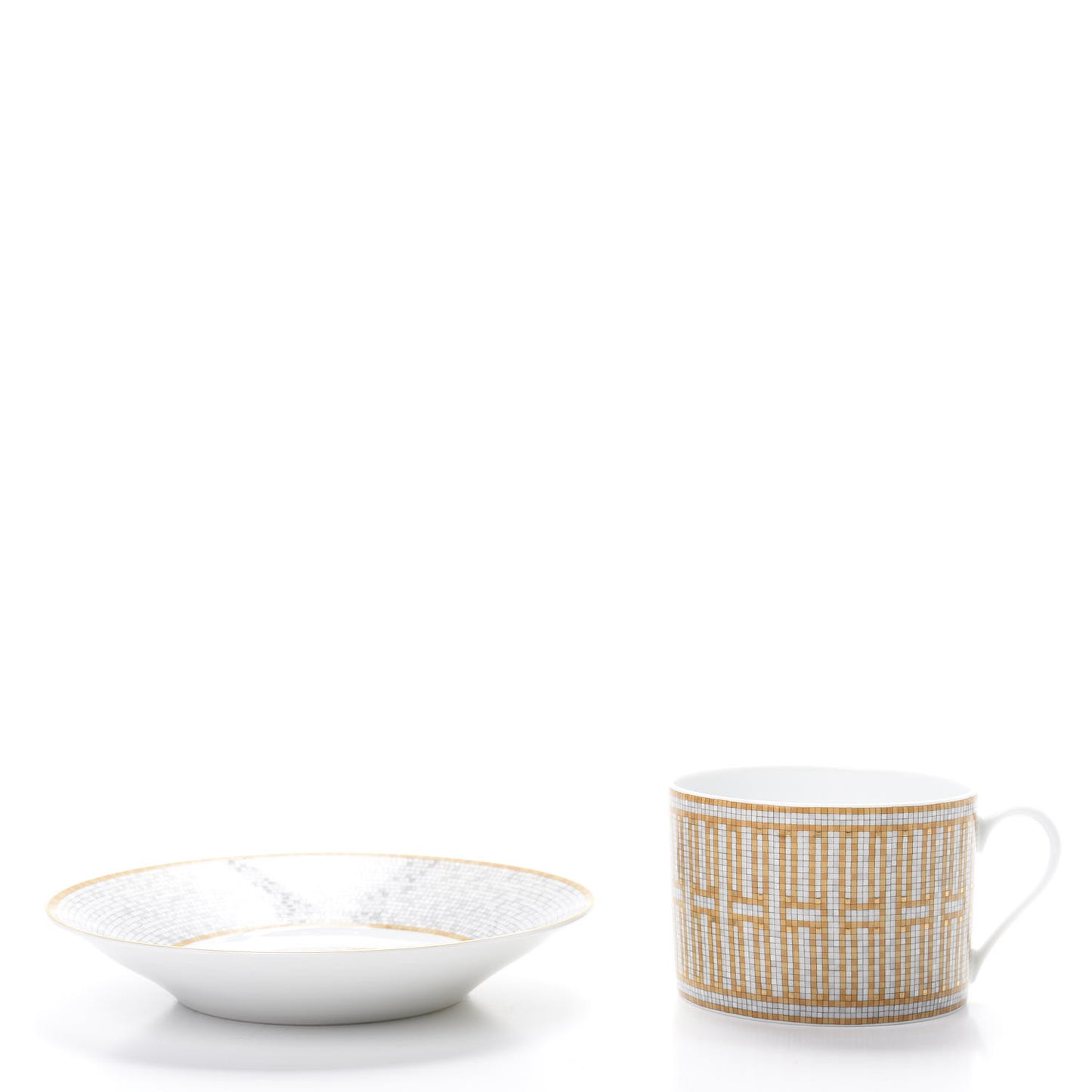 Porcelain Mosaique Au 24 Gold Breakfast Cup and Saucer
