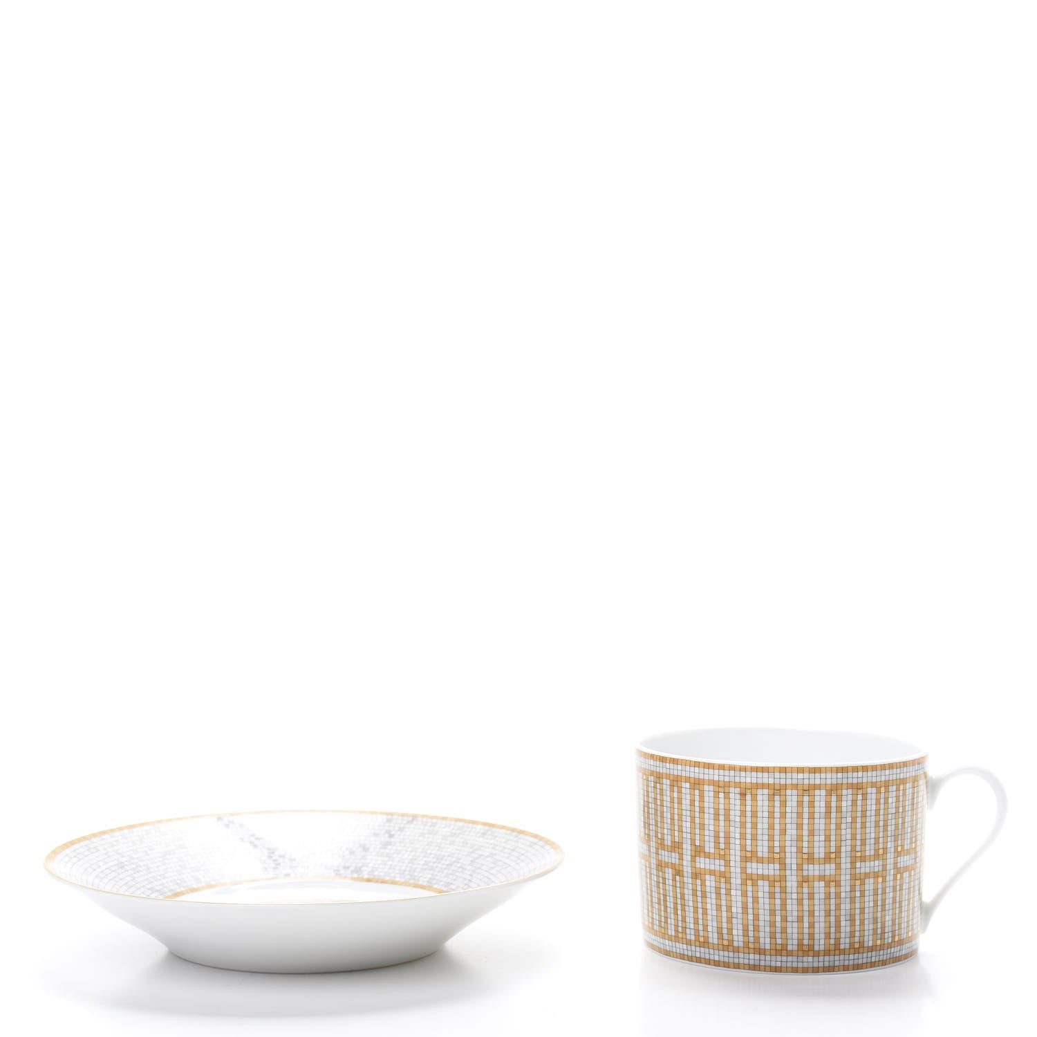 Hermes Porcelain Mosaique Au 24 Gold Breakfast Cup and Saucer 2 of 9