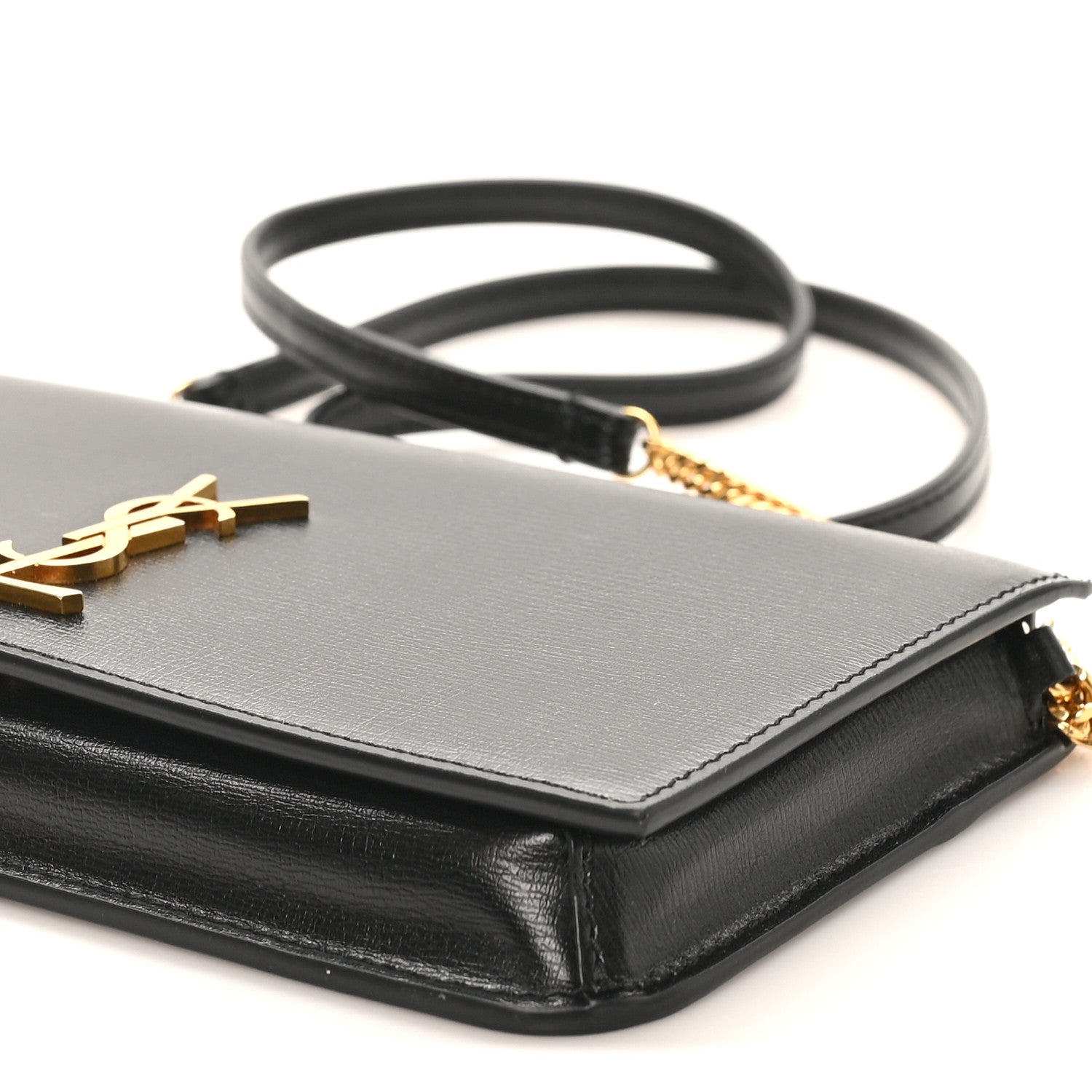 Saint Laurent Grained Calfskin Monogram Phone Holder Crossbody