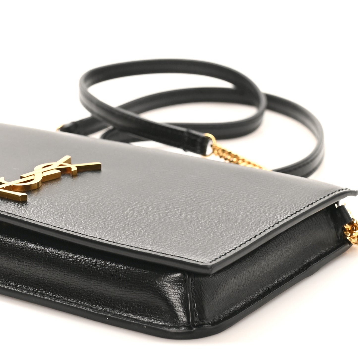 Grained Calfskin Monogram Phone Holder Crossbody Black