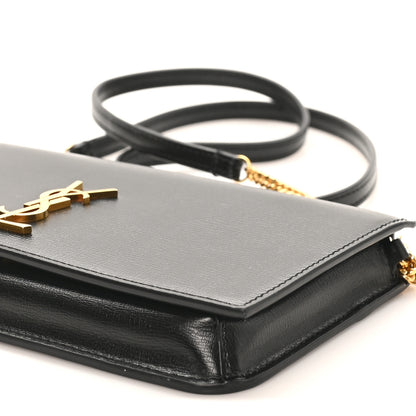Saint Laurent Grained Calfskin Monogram Phone Holder Crossbody Black 9 of 9