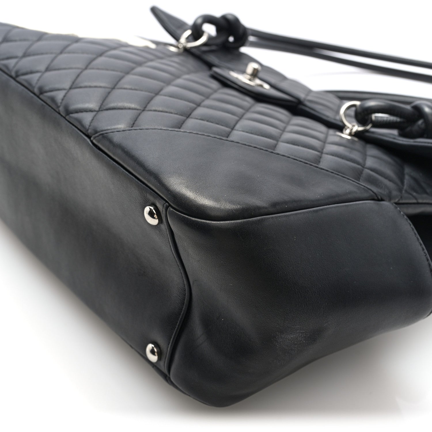 Chanel Calfskin Quilted Large Cambon Flap Black White 10 of 10
