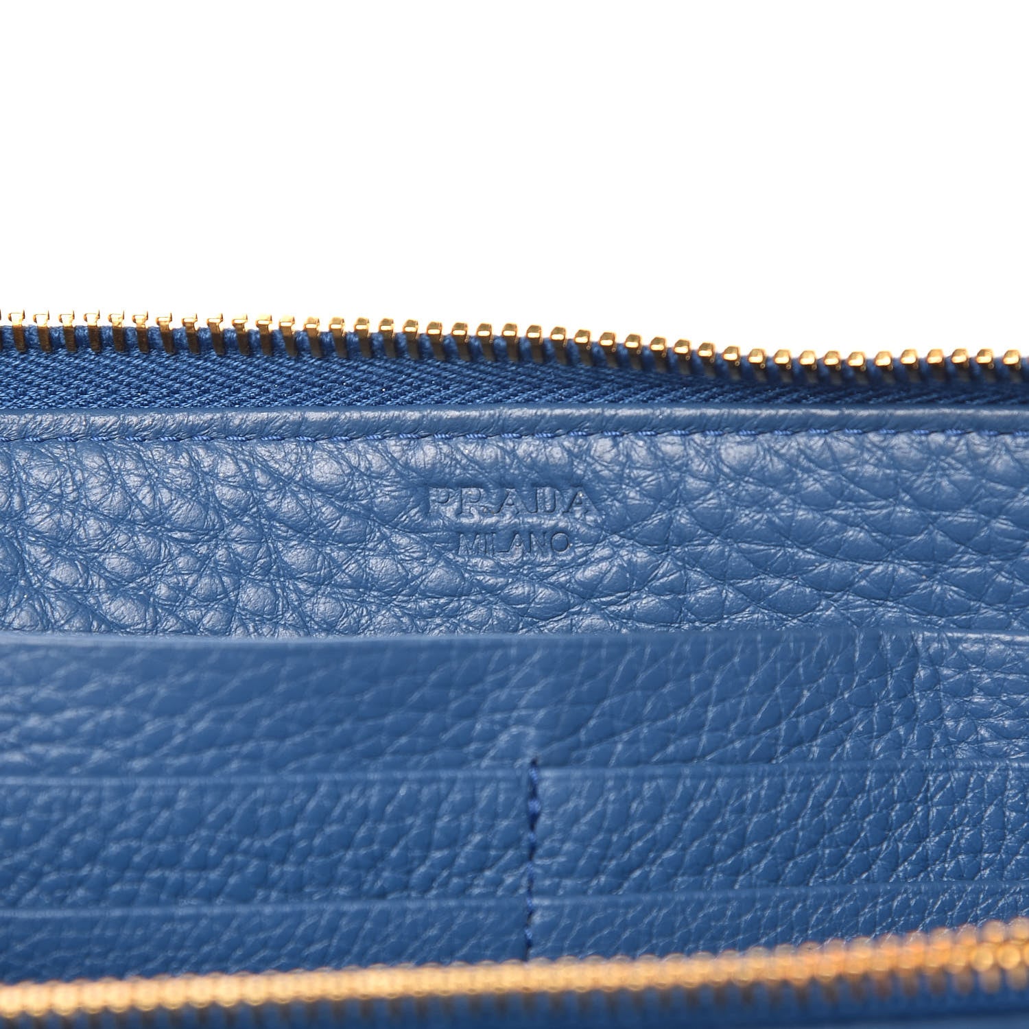 Prada Vitello Daino Zip Around Wallet Cobalto 6 of 8