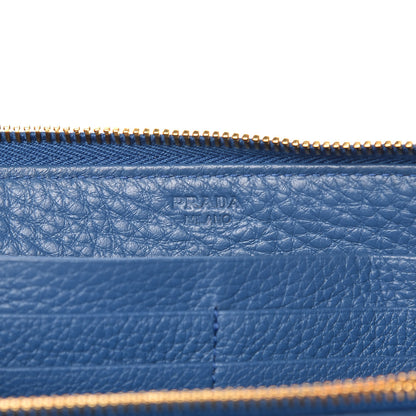 Prada Vitello Daino Zip Around Wallet Cobalto 6 of 8