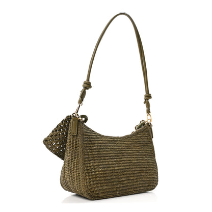Loewe Raffia Calfskin Donut Chain Medium Ola Shoulder Bag Dark Khaki 3 of 11
