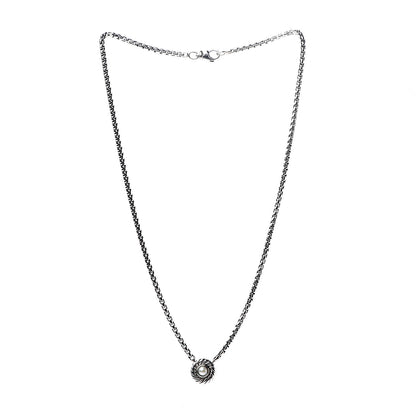 David Yurman Sterling Silver 14K Yellow Gold Pearl 12mm Cookie Pendant Necklace 3 of 5