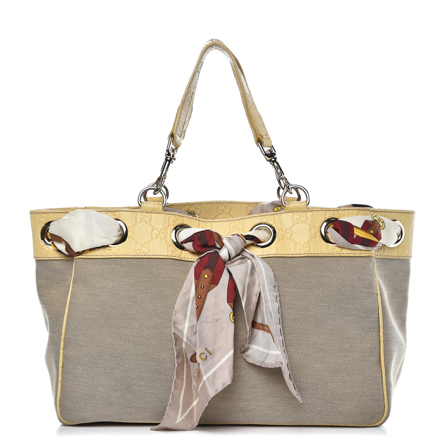 Canvas Guccissima Medium Positano Tote Beige