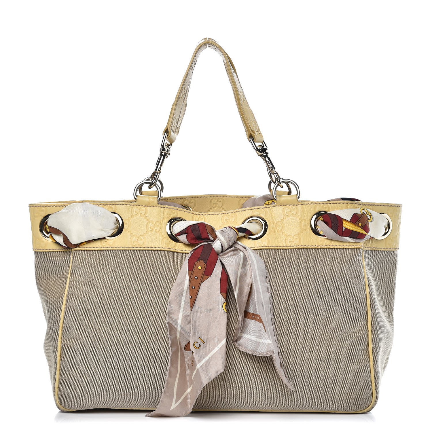 Gucci Canvas Guccissima Medium Positano Tote Beige 1 of 14