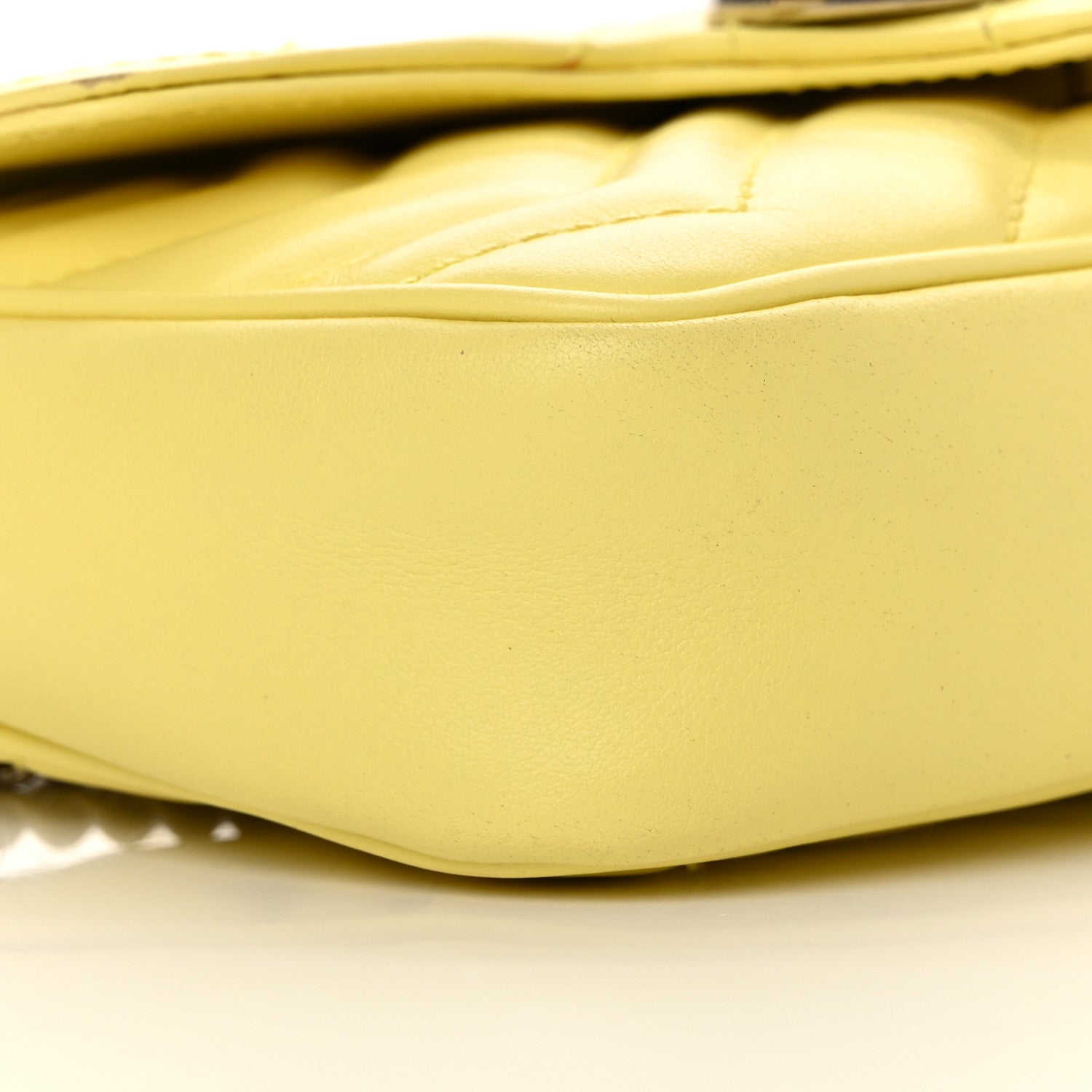 Gucci Calfskin Matelasse Super Mini GG Marmont Shoulder Bag Banana 9 of 18