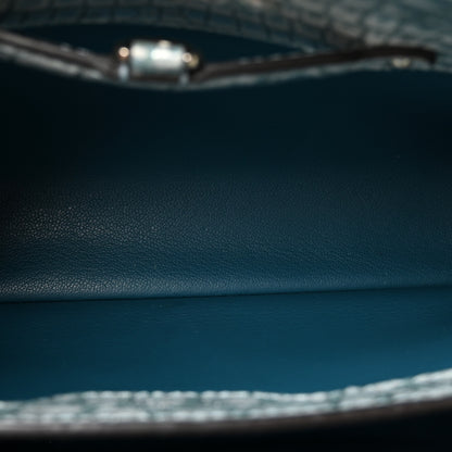 Louis Vuitton Alligator Capucines BB Blue Silver 5 of 9